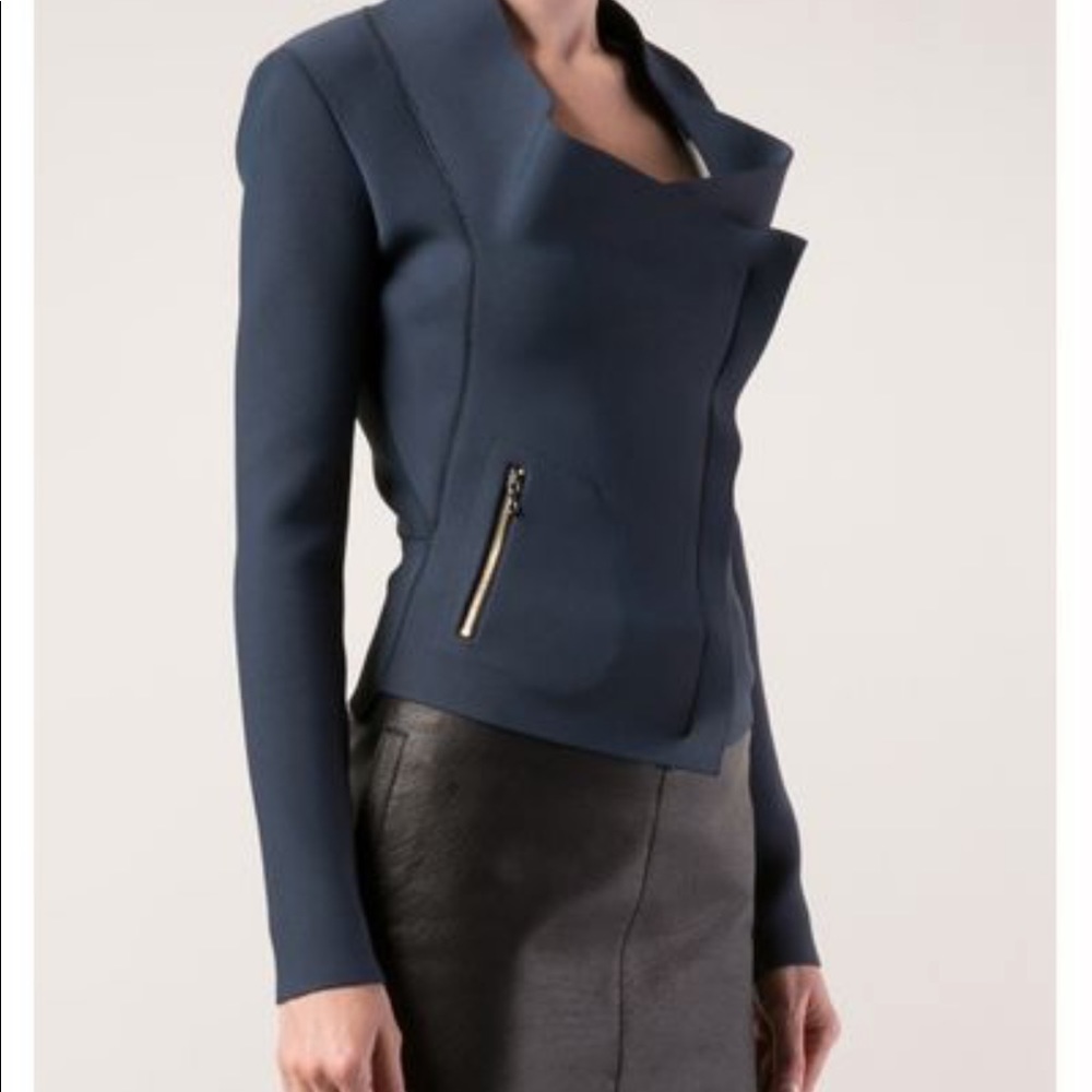 Roland Mouret Orange/Yellow Solar Stretch Bandage Jacket US6